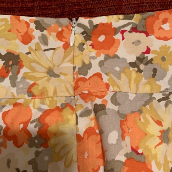 A-Line Skirt with Yellow Orange Red White Grey Flowers - Picture 4 of 9